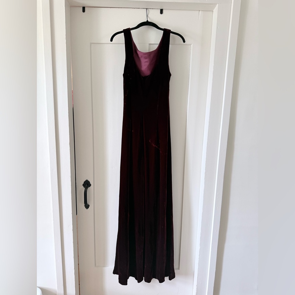 Ralph Lauren Deep Burgundy Maxi Dress / crushed velvet gown